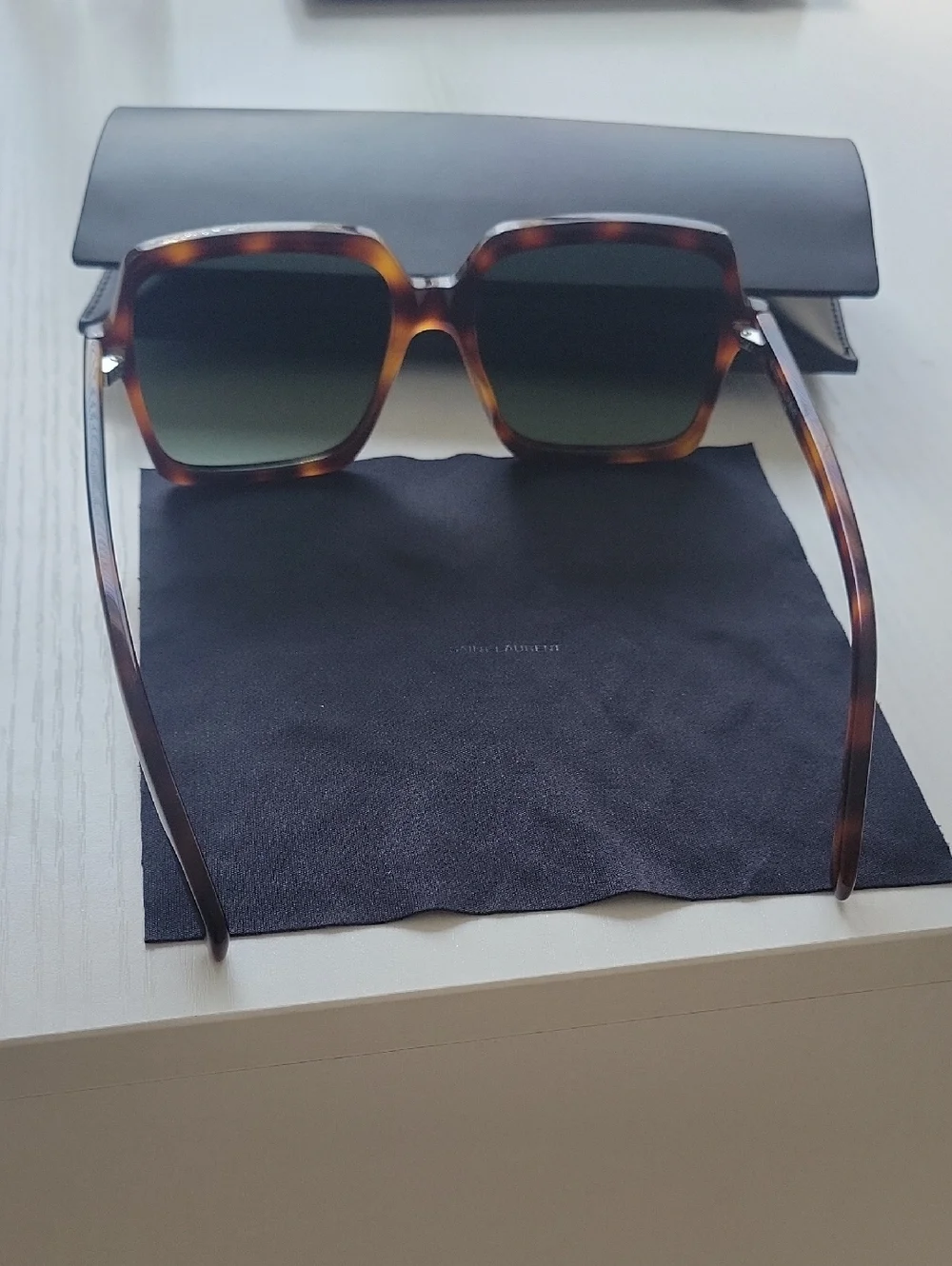 Saint Laurent Tortoiseshell Square Sunglasses - Picture 11 of 12